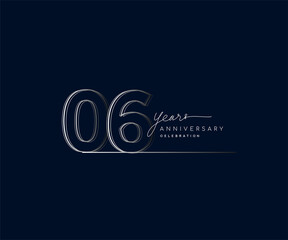 6th years anniversary celebration logotype with linked number. Simple and modern design, vector design for anniversary celebration.