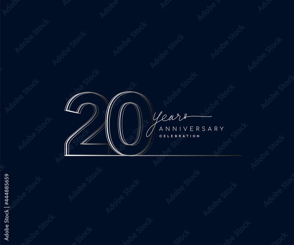 Wall mural 20th years anniversary celebration logotype with linked number. Simple and modern design, vector design for anniversary celebration. - Wall murals