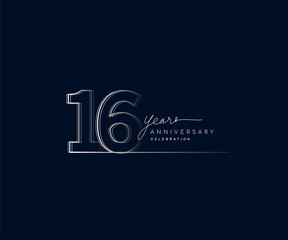 16th years anniversary celebration logotype with linked number. Simple and modern design, vector design for anniversary celebration.