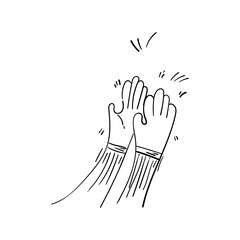 Hand Drawn of Applause, Hands Clapping Ovation Gesture with Doodle Style