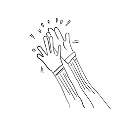 Hand Drawn of Applause, Hands Clapping Ovation Gesture with Doodle Style