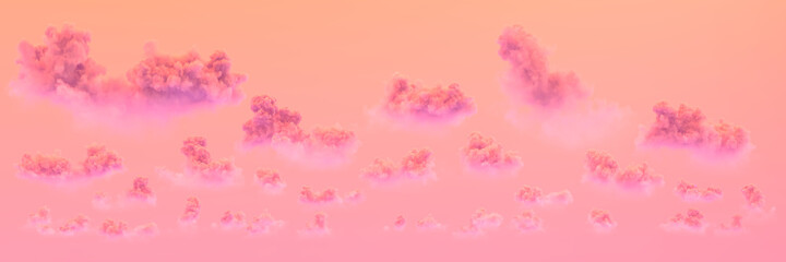 Obraz premium orange panoramic cumulus sunset backdrop , creative nature 3D illustration