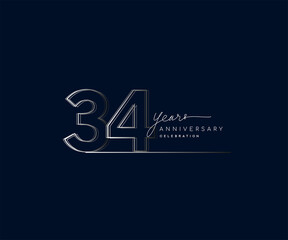 Fototapeta na wymiar 34th years anniversary celebration logotype with linked number. Simple and modern design, vector design for anniversary celebration.