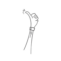 Hand Drawn of thumb up Gesture with Doodle Style