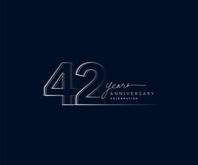 42nd years anniversary celebration logotype with linked number. Simple and modern design, vector design for anniversary celebration. - obrazy, fototapety, plakaty