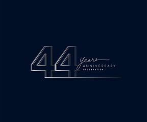 44th years anniversary celebration logotype with linked number. Simple and modern design, vector design for anniversary celebration.