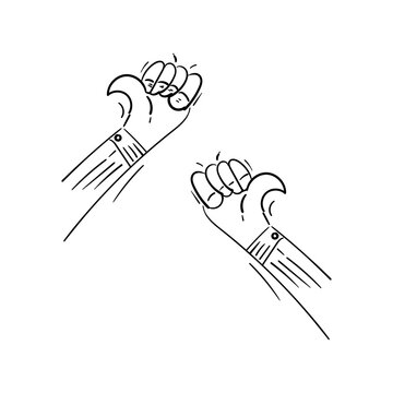 Hand Drawn of thumb up Gesture with Doodle Style