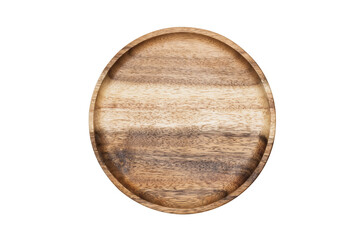 Isolated wooden plate on white background with clipping path.