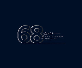 68th years anniversary celebration logotype with linked number. Simple and modern design, vector design for anniversary celebration.