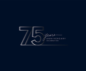 75th years anniversary celebration logotype with linked number. Simple and modern design, vector design for anniversary celebration. - obrazy, fototapety, plakaty
