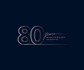 80th years anniversary celebration logotype with linked number. Simple and modern design, vector design for anniversary celebration.