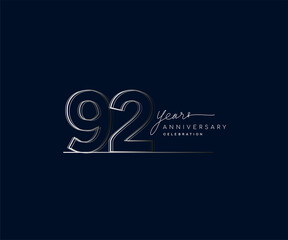 92nd years anniversary celebration logotype with linked number. Simple and modern design, vector design for anniversary celebration.