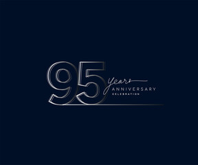 Fototapeta na wymiar 95th years anniversary celebration logotype with linked number. Simple and modern design, vector design for anniversary celebration.