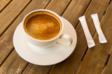 Coffee Americano in the white cup