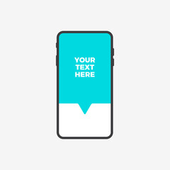 Phone Flat Vector Icon Text Message Template