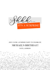 Surprise party vector calligraphic design on white background