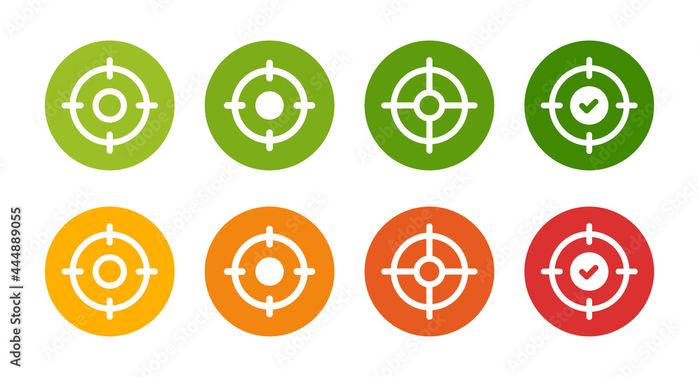 Poster target icon set, aim, focus vector design. shooting target symbol collection