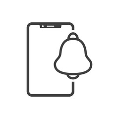 Icono smartphone con campana con lineas en color gris