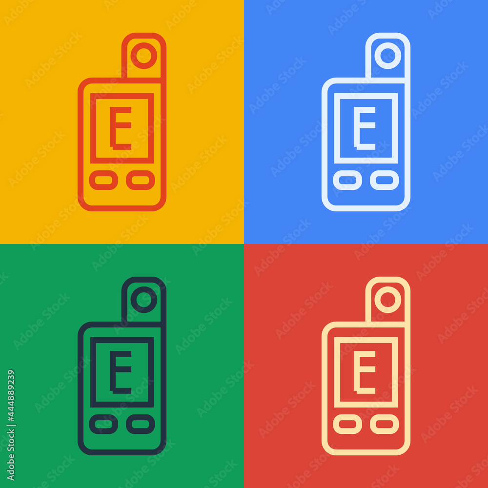 Poster Pop art line Light meter icon isolated on color background. Hand luxmeter. Exposure meter - a device for measuring the brightness. Vector