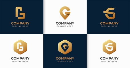 Set of creative letter G logo design template collection