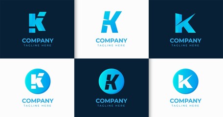 Set of creative letter K logo design template collection
