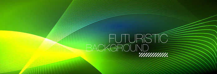Abstract neon glowing light in the dark with waves. Shiny magic energy and motion concept, vector abstract wallpaper background