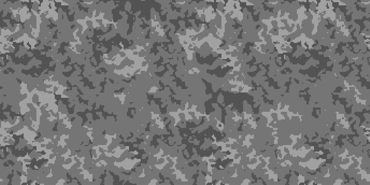 Digital black pixel camouflage seamless pattern for your design. Vector camo texture