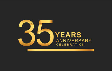 35th years anniversary logotype with under line golden color for anniversary celebration