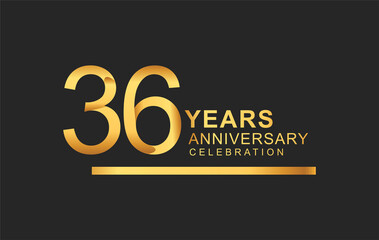 36th years anniversary logotype with under line golden color for anniversary celebration