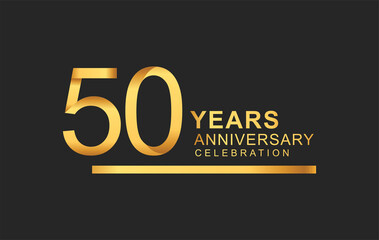 50th years anniversary logotype with under line golden color for anniversary celebration