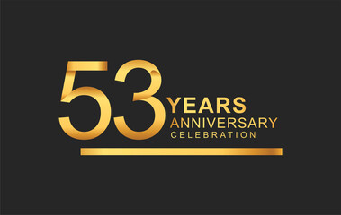 53rd years anniversary logotype with under line golden color for anniversary celebration