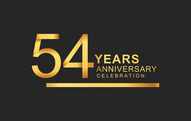 Fototapeta na wymiar 54th years anniversary logotype with under line golden color for anniversary celebration
