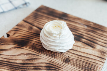 Fototapeta na wymiar white sweet cake souffl food wooden background