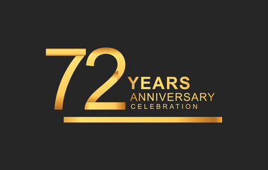 72nd years anniversary logotype with under line golden color for anniversary celebration