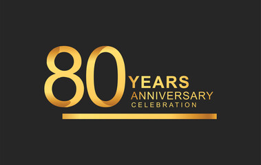 80th years anniversary logotype with under line golden color for anniversary celebration
