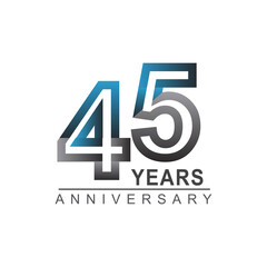 45th years anniversary logotype bold line number with grey and blue color for celebration event isolated on blue background