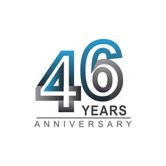 Obraz premium 46th years anniversary logotype bold line number with grey and blue color for celebration event isolated on blue background