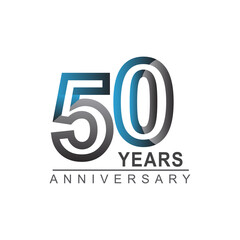 50th years anniversary logotype bold line number with grey and blue color for celebration event isolated on blue background