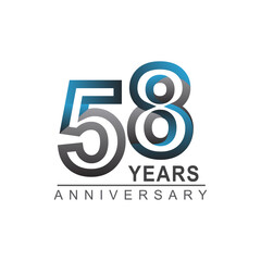 58th years anniversary logotype bold line number with grey and blue color for celebration event isolated on blue background