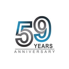 59th years anniversary logotype bold line number with grey and blue color for celebration event isolated on blue background