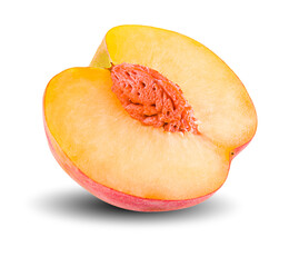 peach slice isolated on white background Clipping Path