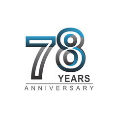 78th years anniversary logotype bold line number with grey and blue color for celebration event isolated on blue background