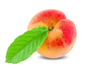 Peach. Fruit with slice isolated on white background