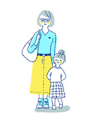 笑顔の女の子とママ