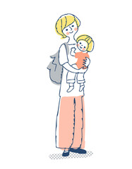 赤ちゃんを抱っこしている若いママ