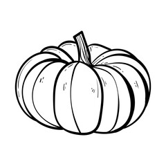 hand drawn pumpkin and ink. Scary greeting card and invitation party poster. Modern illustration concept. single element, icon, sticker, poster card. vegetable harvest autumn Halloween thanksgiving