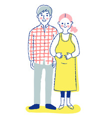 若い夫婦　妊娠中の妻と夫
