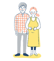 若い夫婦　妊娠中の妻と夫
