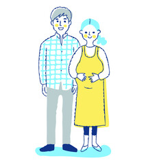 若い夫婦　妊娠中の妻と夫
