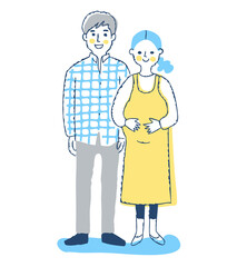 若い夫婦　妊娠中の妻と夫
